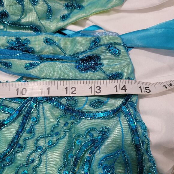 Vintage Y2K Cache Womens Dress Size Large Beaded Iridescent Gown Fairy Floral - Picture 10 of 13